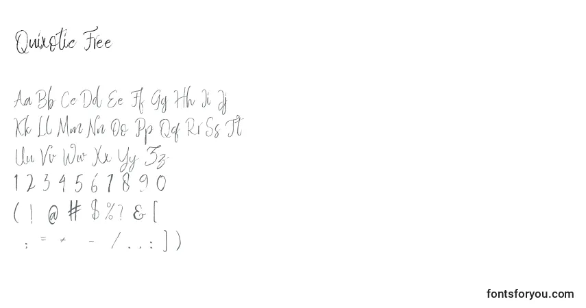 Schriftart Quixotic Free – Alphabet, Zahlen, spezielle Symbole