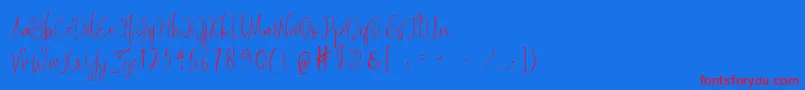 Quixotic Free-Schriftart – Rote Schriften auf blauem Hintergrund