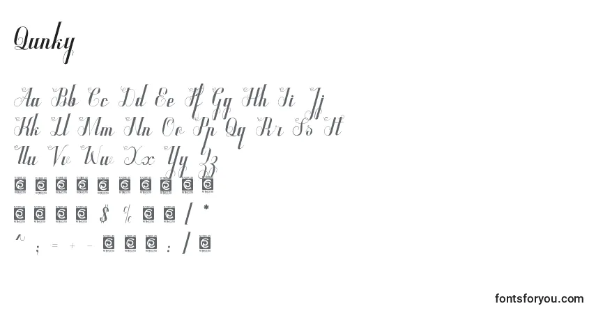 A fonte Qunky – alfabeto, números, caracteres especiais