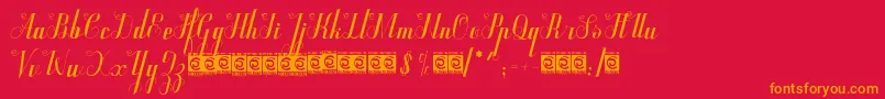 Qunky-Schriftart – Orangefarbene Schriften auf rotem Hintergrund