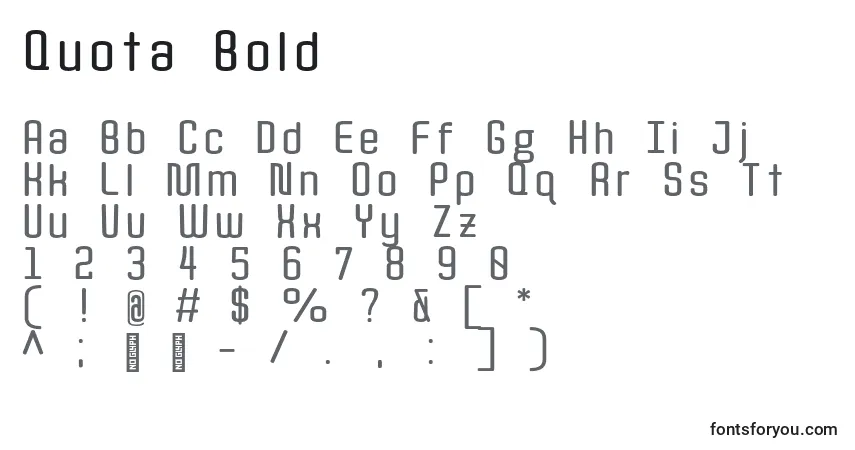 Quota Bold-fontti – aakkoset, numerot, erikoismerkit