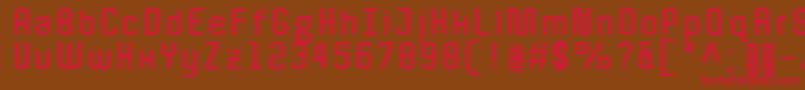 Quota Bold-Schriftart – Rote Schriften auf braunem Hintergrund