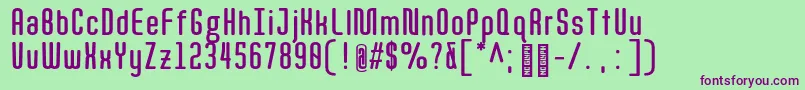 Quota BoldCond  Font – Purple Fonts on Green Background