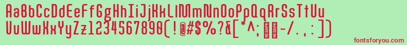 Quota BoldCond  Font – Red Fonts on Green Background