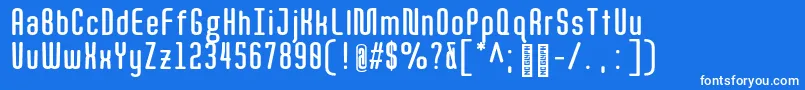 Quota BoldCond  Font – White Fonts on Blue Background