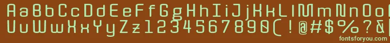 Quota BoldExt -fontti – vihreät fontit ruskealla taustalla
