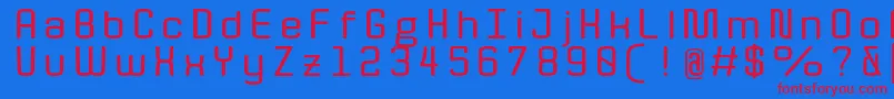 Quota BoldExt  Font – Red Fonts on Blue Background