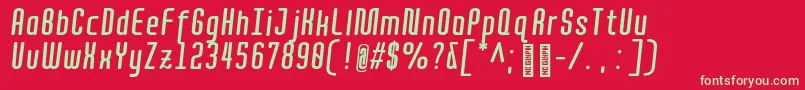 フォントQuota BoldItalicCond  – 赤い背景に緑の文字