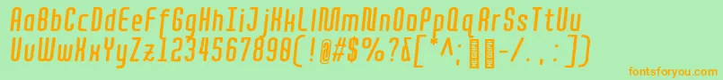 Quota BoldItalicCond  Font – Orange Fonts on Green Background