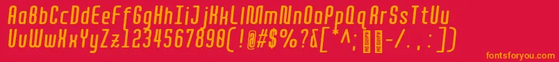 Quota BoldItalicCond  Font – Orange Fonts on Red Background