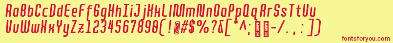 Quota BoldItalicCond  Font – Red Fonts on Yellow Background