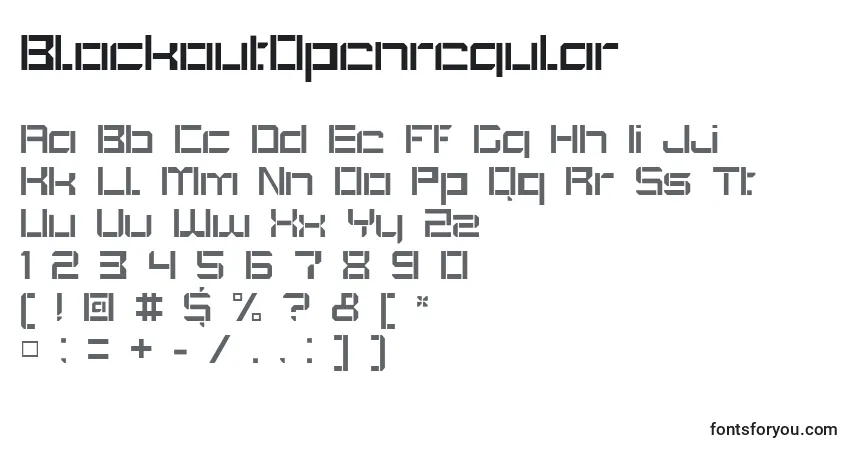 Schriftart BlockoutOpenregular – Alphabet, Zahlen, spezielle Symbole
