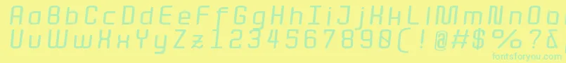 Quota BoldItalicExt  Font – Green Fonts on Yellow Background
