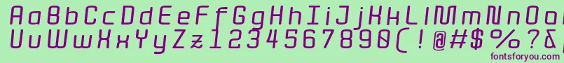 Quota BoldItalicExt  Font – Purple Fonts on Green Background
