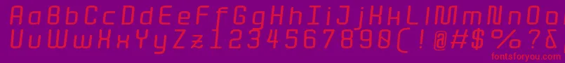 Quota BoldItalicExt  Font – Red Fonts on Purple Background