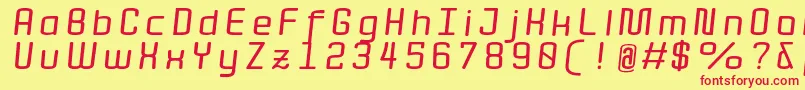 Quota BoldItalicExt  Font – Red Fonts on Yellow Background