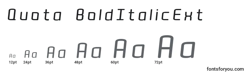 Größen der Schriftart Quota BoldItalicExt 