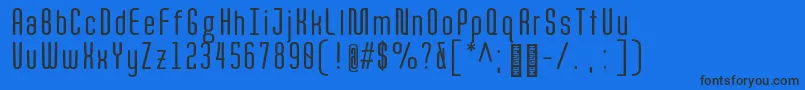 フォントQuota RegularCond  – 黒い文字の青い背景