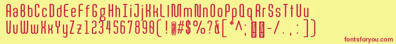 Quota RegularCond  Font – Red Fonts on Yellow Background