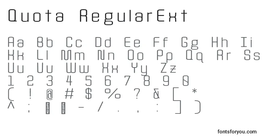 Шрифт Quota RegularExt  – алфавит, цифры, специальные символы