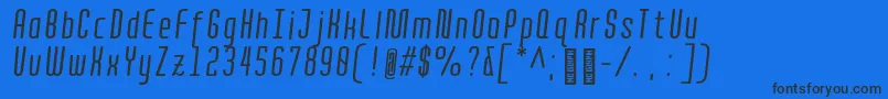 Czcionka Quota RegularItalicCond  – czarne czcionki na niebieskim tle