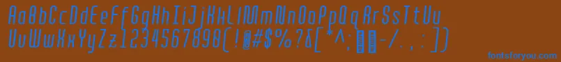 フォントQuota RegularItalicCond  – 茶色の背景に青い文字