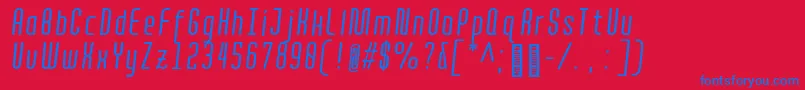 フォントQuota RegularItalicCond  – 赤い背景に青い文字