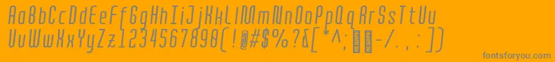 Czcionka Quota RegularItalicCond  – szare czcionki na pomarańczowym tle