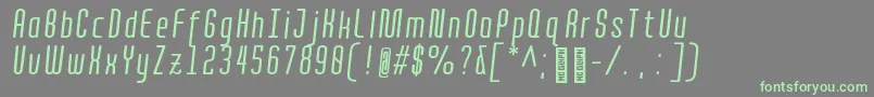 Quota RegularItalicCond -fontti – vihreät fontit harmaalla taustalla