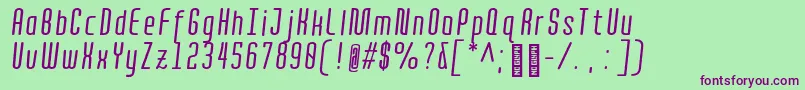 Quota RegularItalicCond  Font – Purple Fonts on Green Background