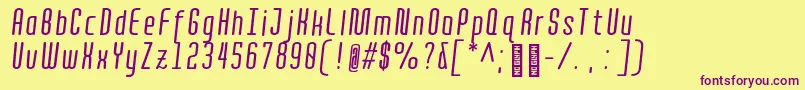 Quota RegularItalicCond  Font – Purple Fonts on Yellow Background