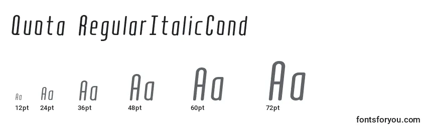 Quota RegularItalicCond  Font Sizes