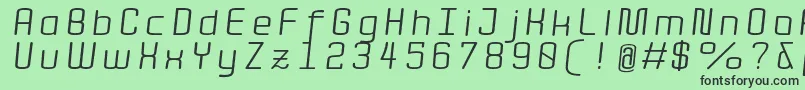 Quota RegularItalicExt  Font – Black Fonts on Green Background