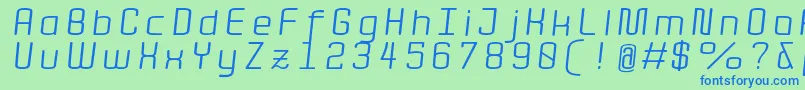 Quota RegularItalicExt  Font – Blue Fonts on Green Background