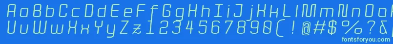 Quota RegularItalicExt  Font – Green Fonts on Blue Background