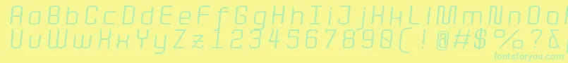 Quota RegularItalicExt  Font – Green Fonts on Yellow Background