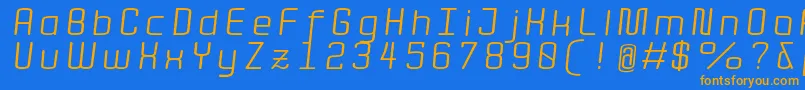 Quota RegularItalicExt  Font – Orange Fonts on Blue Background