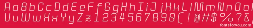 Więcej informacji o czcionce Quota RegularItalicExt Czcionka Quota RegularItalicExt – różowe czcionki na czerwonym tle