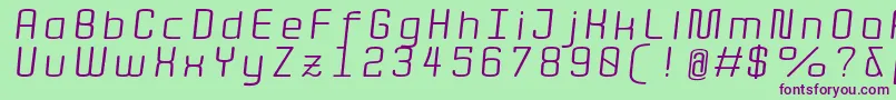 Quota RegularItalicExt  Font – Purple Fonts on Green Background