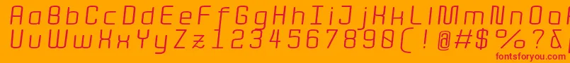 Quota RegularItalicExt  Font – Red Fonts on Orange Background