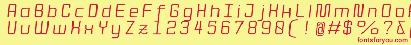 Quota RegularItalicExt  Font – Red Fonts on Yellow Background