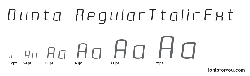 Размеры шрифта Quota RegularItalicExt 