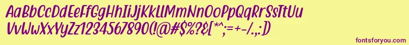 Quotable Italic Font by 7NTypes Font – Purple Fonts on Yellow Background