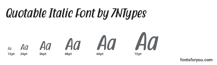 Rozmiary czcionki Quotable Italic Font by 7NTypes