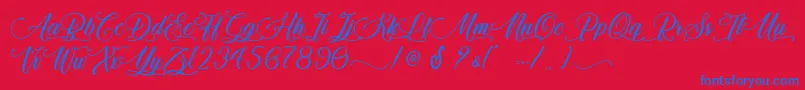 Qwerty Ability   Personal Use-Schriftart – Blaue Schriften auf rotem Hintergrund