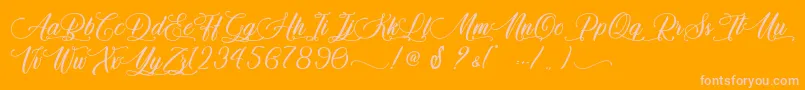 Qwerty Ability   Personal Use-fontti – vaaleanpunaiset fontit oranssilla taustalla