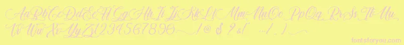 Qwerty Ability   Personal Use-Schriftart – Rosa Schriften auf gelbem Hintergrund
