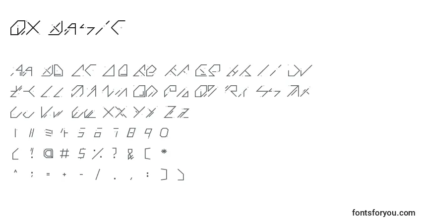 A fonte QX Basic – alfabeto, números, caracteres especiais