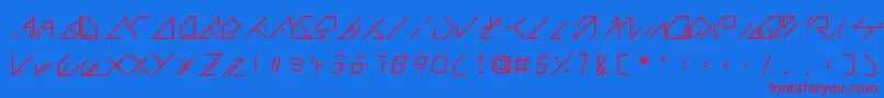 QX Basic-Schriftart – Rote Schriften auf blauem Hintergrund