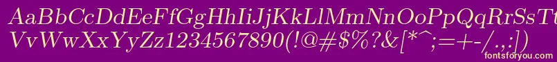 Lmromanslant9Regular Font – Yellow Fonts on Purple Background